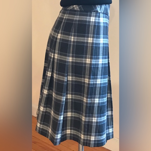 346 Brooks Brothers Checkered Plaid White,Gray & Blue Midi Skirt Size 6 - Picture 3 of 10